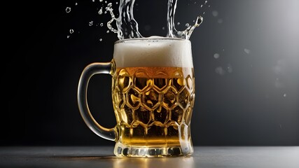 Isolated on translucent background, two beer mugs toasting and making a splash; remove png, clipping path, pen tool, white