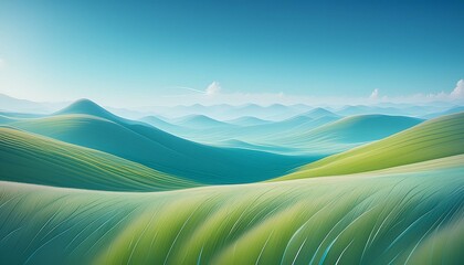 Obraz premium A vast meadow swaying gently in the breeze under a clear blue sky.