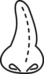 Simple black and white line drawing of a human nose, perfect for various design uses