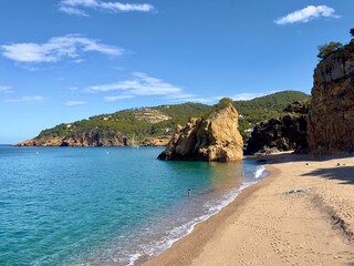 l'Illa Roja, beautiful bay with rocks and beach on the Costa Brava, Mediterranean Sea, coast,...