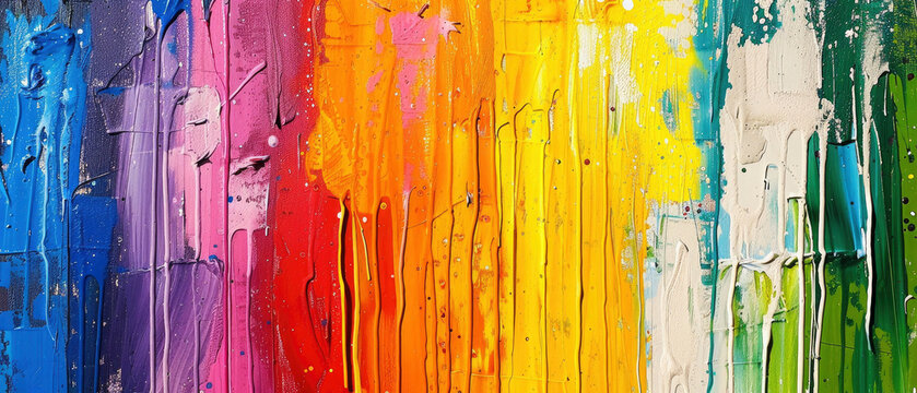 Closeup of abstract rough colorful art painting with different colors, colorful acryl art painting, seeping colors, texture