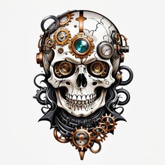 Steampunk Skull with Top Hat and Gears