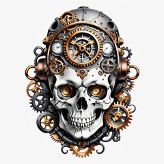 Steampunk Skull with Top Hat and Gears