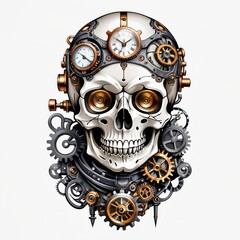 Steampunk Skull with Top Hat and Gears