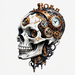 Fototapeta premium Steampunk Skull with Top Hat and Gears