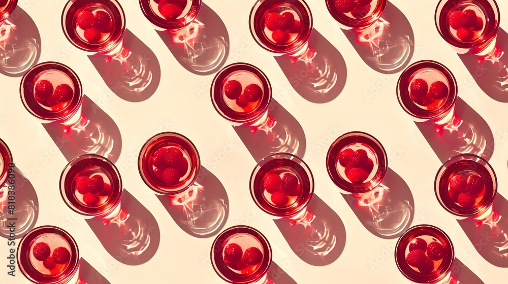 Aufkleber array of red laboratory test tubes on a light background. scientific equipment in pattern formation.
