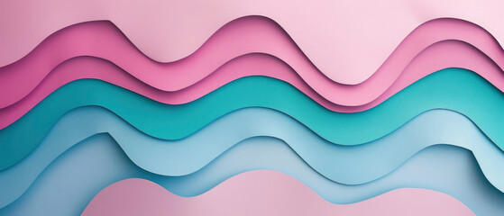 Fototapeta premium Abstract colorful paper cut, turquoise, purple overlapping paper waves texture background, illustration for webdesign or business