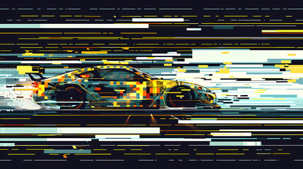 Digital Camouflage Design for Car Racing Integration - High-Speed Performance Concept