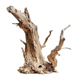 Tree trunk driftwood plant white background isolated on white background 
