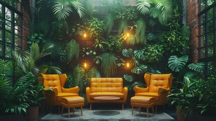 Interior fragment with a variety of indoor plants . Concept of ecological interior. Design in biophilia style