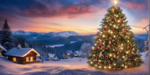 malerisches Weihnachten mit christbaum