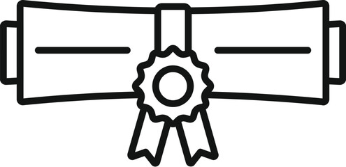 Simple line drawing of a diploma certificate with a seal, suitable for academic themes
