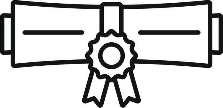 Simple line drawing of a diploma certificate with a seal, suitable for academic themes