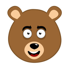 vector illustration face brown grizzly bear cartoon with a happy expression