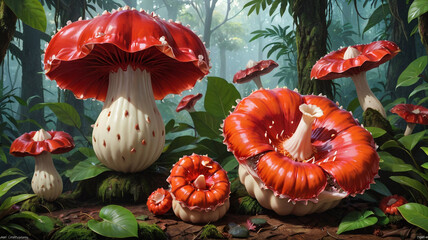 Naklejka premium The Unique Rafflesia - Beauty and Wonders of the Tropical Flora.