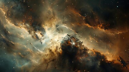 Fototapeta premium The image is a depiction of a nebula, a vast interstellar cloud of dust, hydrogen, helium and other ionized gases.