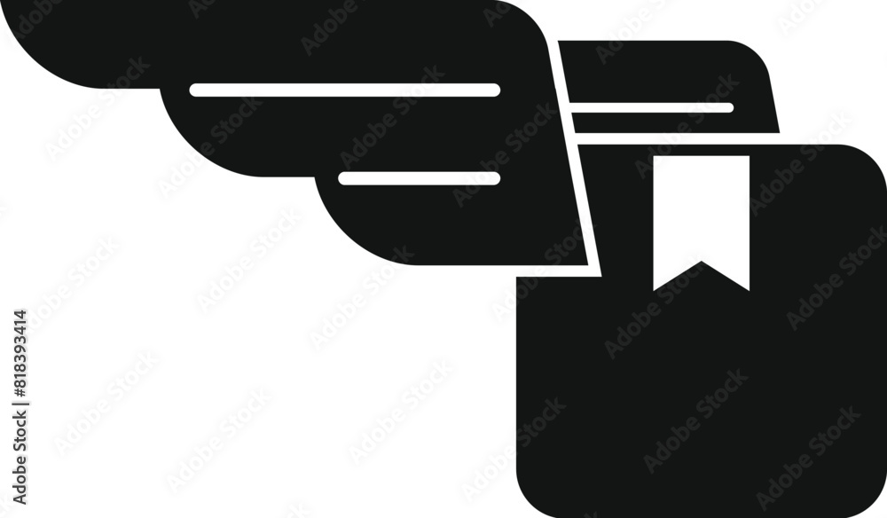 Aufkleber a minimalist vector icon depicting a document with wings in a sleek monochrome design