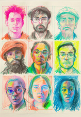Colorful Portrait Illustrations of Diverse Individuals