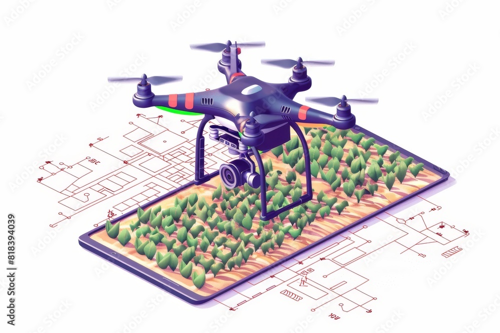 Aufkleber agriculture fields see precisions from smart drones, visualized through efficient aerial application