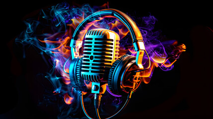 microphone with headphones