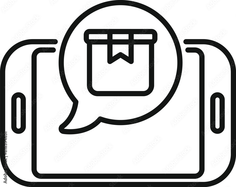Poster outline vector icon of a delivery notification on a smartphone