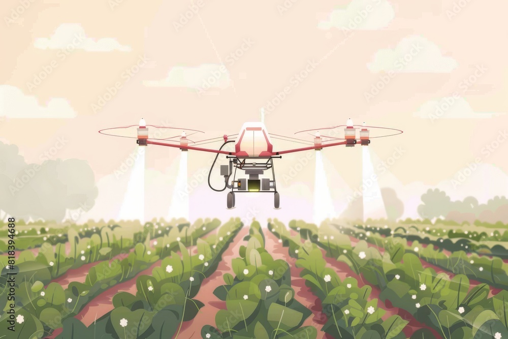Poster efficient precision agriculture applications by smart drones in fields, captured aerially and visual