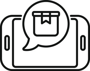 Outline vector icon of a delivery notification on a smartphone
