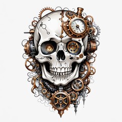 Steampunk Skull with Top Hat and Gears