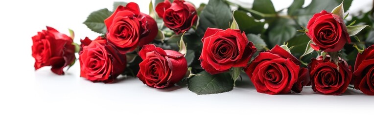 Vibrant Red Rose Bouquet Isolated on White Background - Perfect for Romantic Occasions and Wedding Decorations