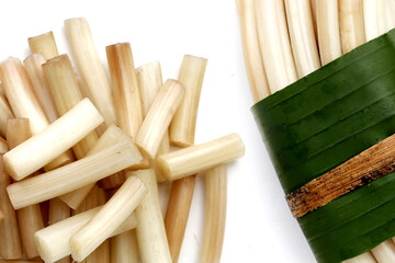 Fresh lotus rootlet on white background.