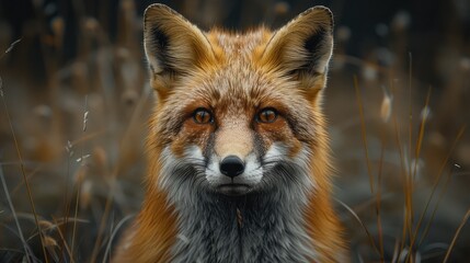 Fototapeta premium Artistic Close-Up Portrait of a Fox in a Modern Photography Studio Setting