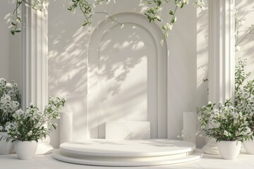 A white archway with a white background and a white pillar