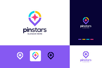 Pin and star logo combination modern design inspiration