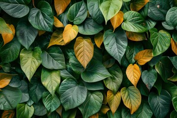 The background image that is green, the colors of the autumn leaves are perfect, suitable for seasonal use - generative ai