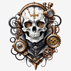 Steampunk Skull with Top Hat and Gears