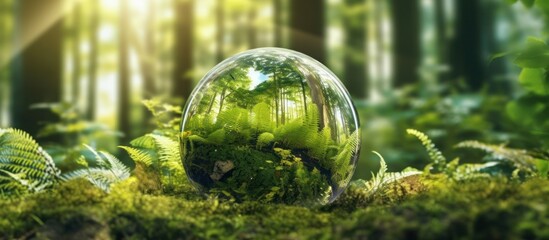 round glass bubble with plants greening concept