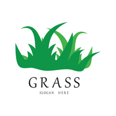 Grass logo design simple concept Premium Vector