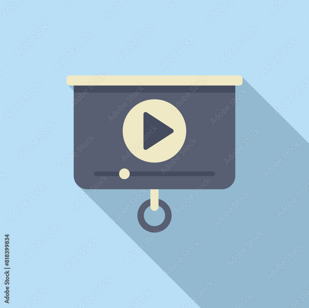 Poster modern flat design icon featuring a video play button on a projection screen with a shadow