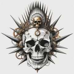 Obraz premium Steampunk Skull with Top Hat and Gears