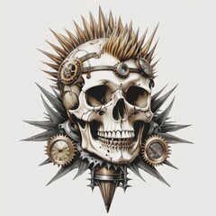 Steampunk Skull with Top Hat and Gears