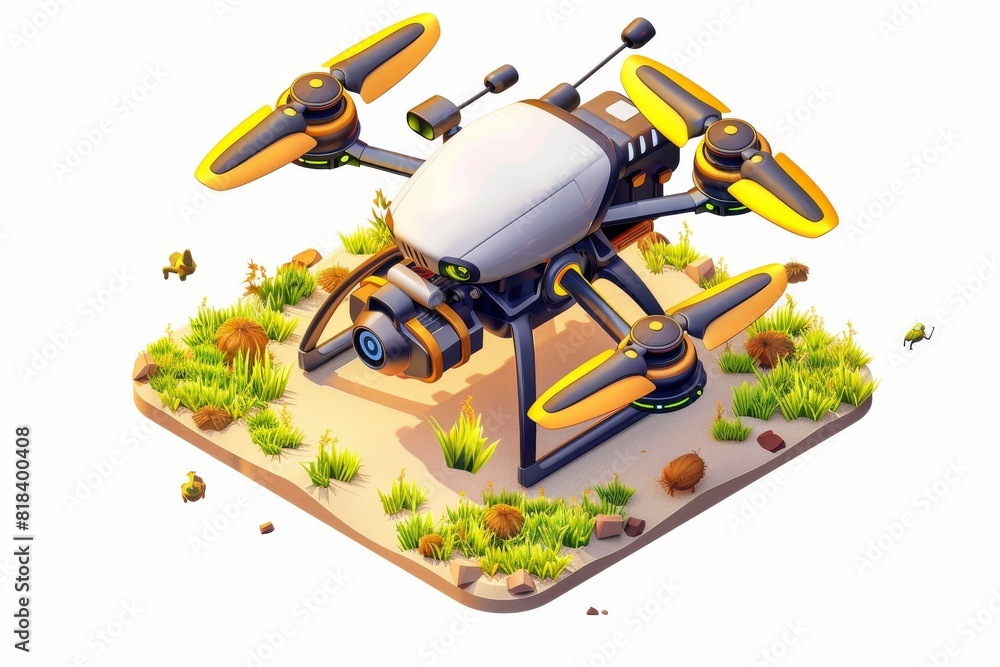 Poster modern drones with precision agriculture capabilities employ 8k sensoric technology to automate and 