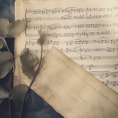 Sheet Music ancient brown background	