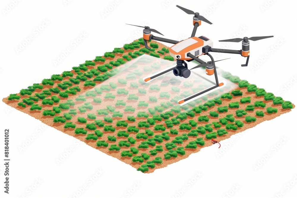 Poster precision sensors and modern 8k sensoric technology in drones automate crop nutrition, revolutionizi