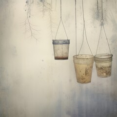 Hanging pot brown watercolor background