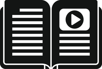 Vector illustration of an open book with a play video symbol on one page