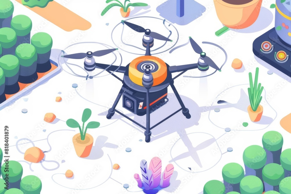 Poster agriculture benefits from the integration of sensoric automation in modern precision drones with 8k 