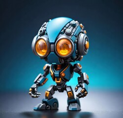 Obraz premium blue robot, technology, render, cartoon, machine, toy, cyborg, illustration