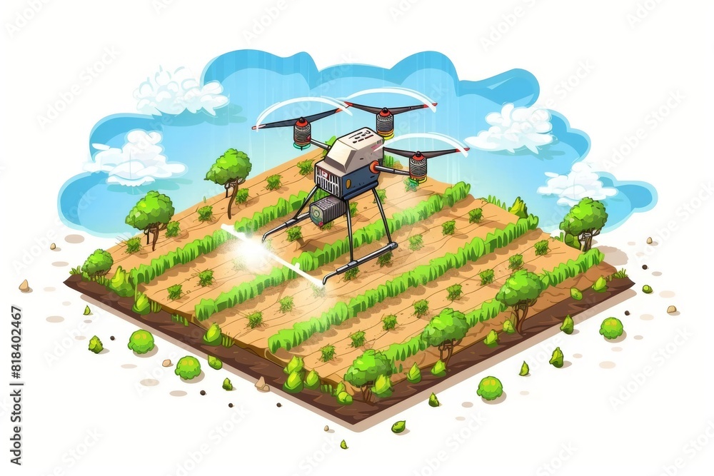 Poster precision farming drones equipped with modern sensoric systems and 8k technology transform agricultu