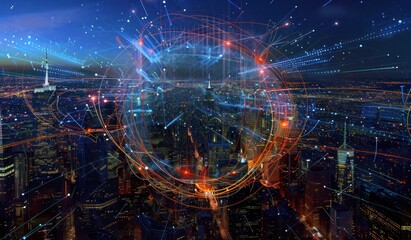 Obraz premium A digital illustration of an aerial view of cityscape