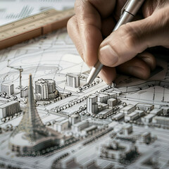 architect drawing a blueprint
